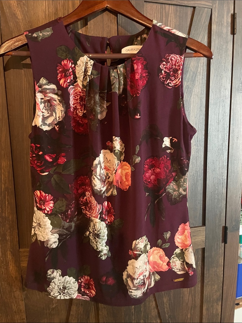Calvin Klein Plum Floral Sleeveless Top